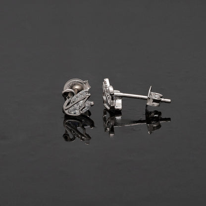 Sterling Silver 925 Crystal Swan Earrings - FKJERNSL10825