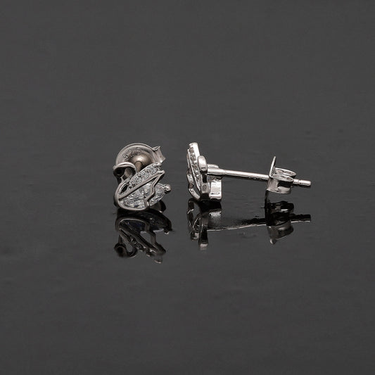Sterling Silver 925 Crystal Swan Earrings - FKJERNSL10825