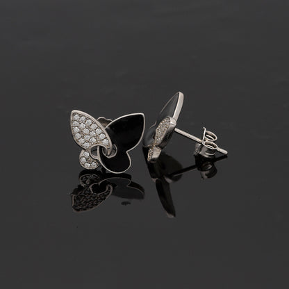 Sterling Silver 925 Ebon Wing Earrings - FKJERNSL10828