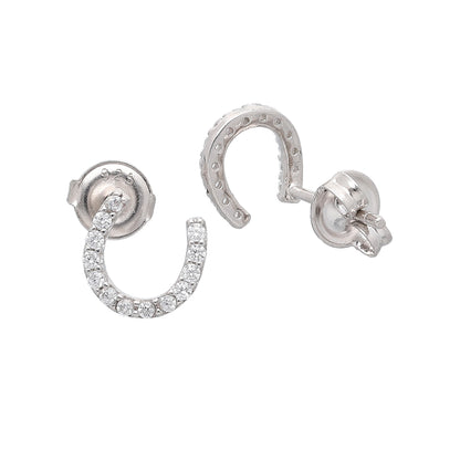Sterling Silver 925 Diamond Curve Earrings - FKJERNSL10829