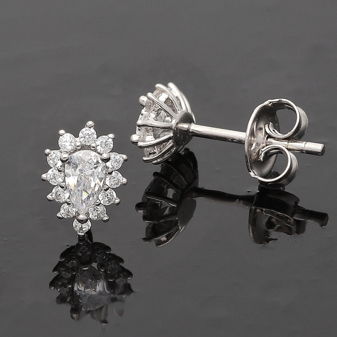 Sterling Silver 925 Pear Shine Earrings - FKJERNSL10830