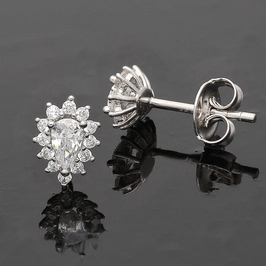 Sterling Silver 925 Pear Shine Earrings - FKJERNSL10830
