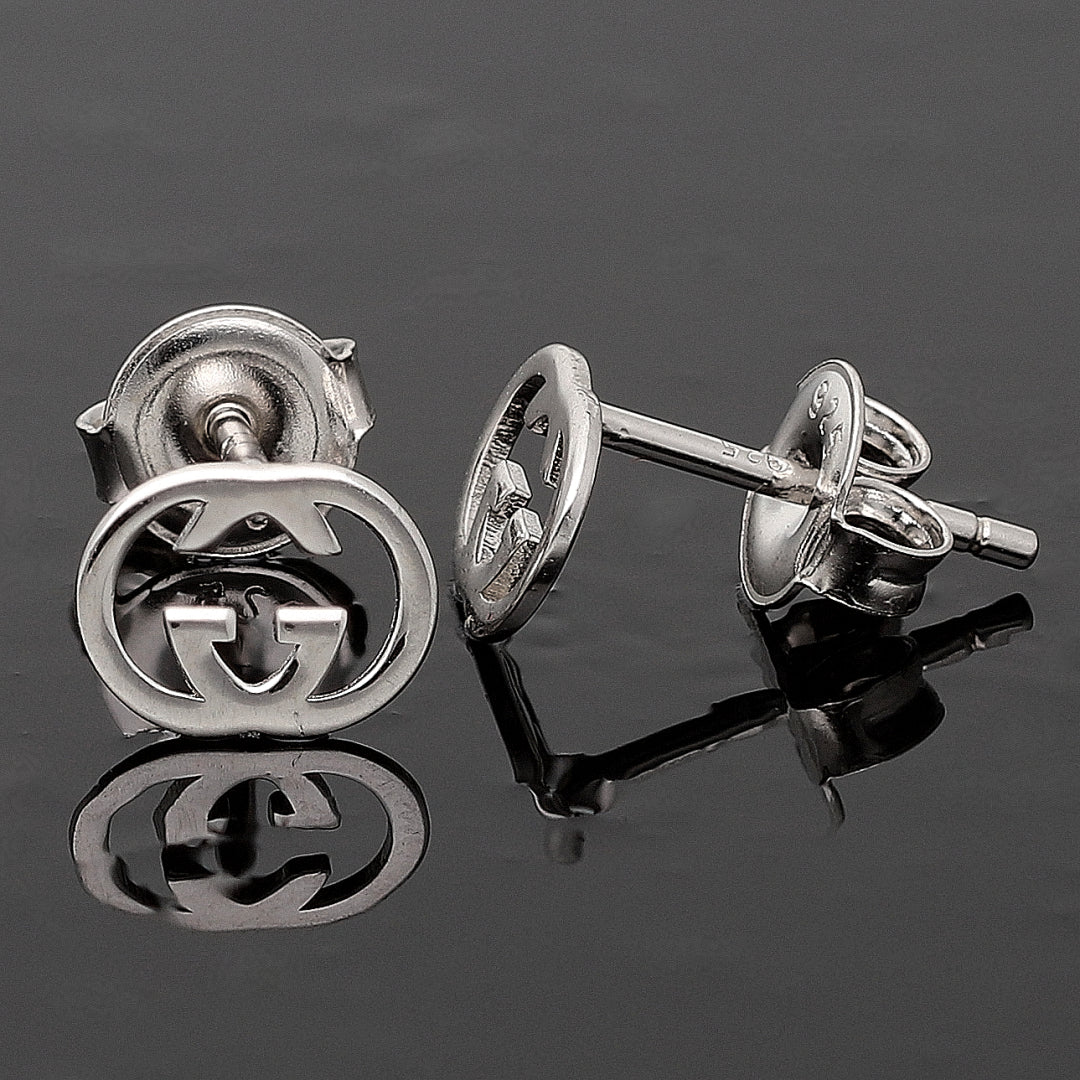 Sterling Silver 925 Gucci Logo Earrings - FKJERNSL10834