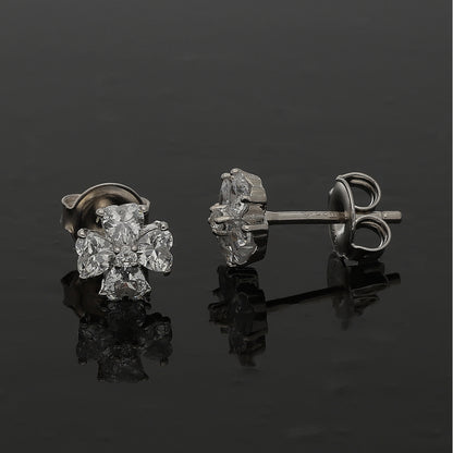 Sterling Silver 925 Crystal Flower Earrings - FKJERNSL10840