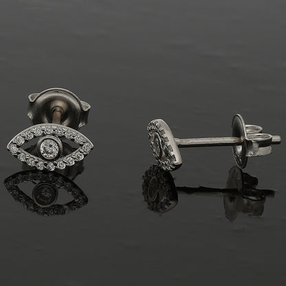 Sterling Silver 925 Halo Eye Earrings - FKJERNSL10844