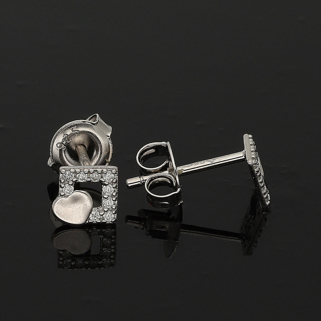 Sterling Silver 925 Love Square Earrings - FKJERNSL10845