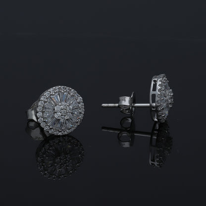 Sterling Silver 925 Cluster Stud Earrings - FKJERNSL11085
