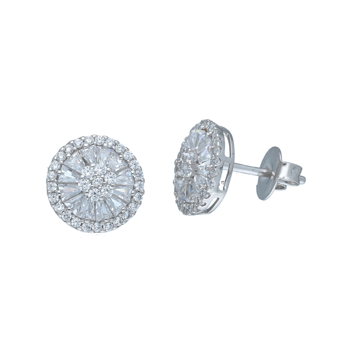 Sterling Silver 925 Cluster Stud Earrings - FKJERNSL11085