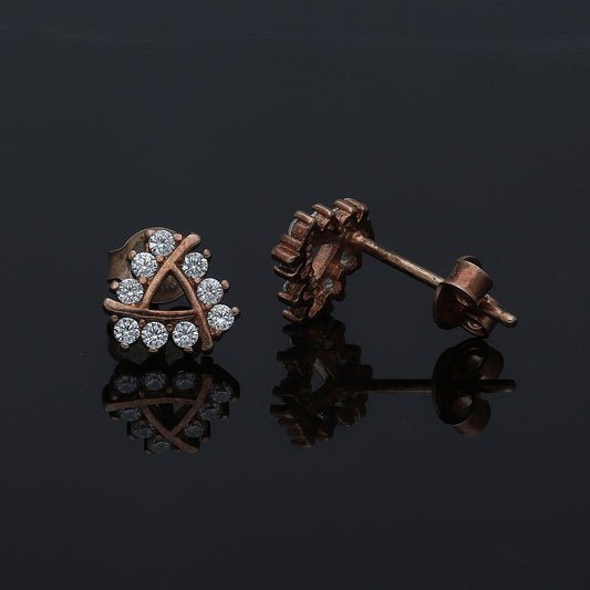 Sterling Silver 925 Geometric Stud Earrings - FKJERNSL11086