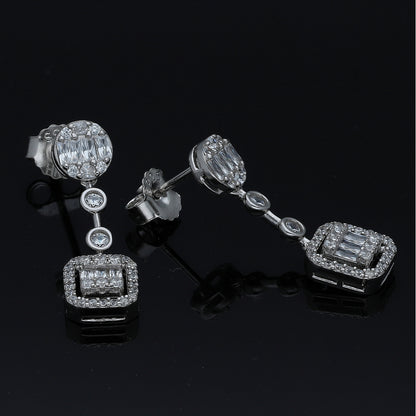 Sterling Silver 925 Crystal Drop Earrings - FKJERNSL11102