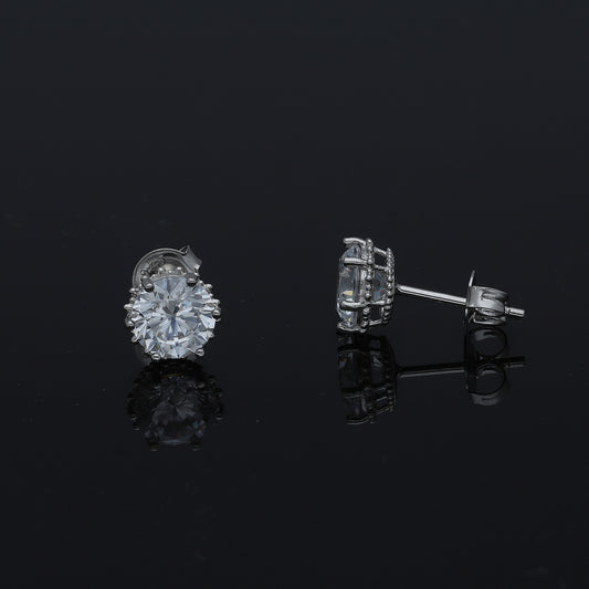 Sterling Silver 925 Round Cut Earrings - FKJERNSL11104