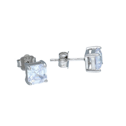 Sterling Silver 925 Emerald Cut Earrings - FKJERNSL11107