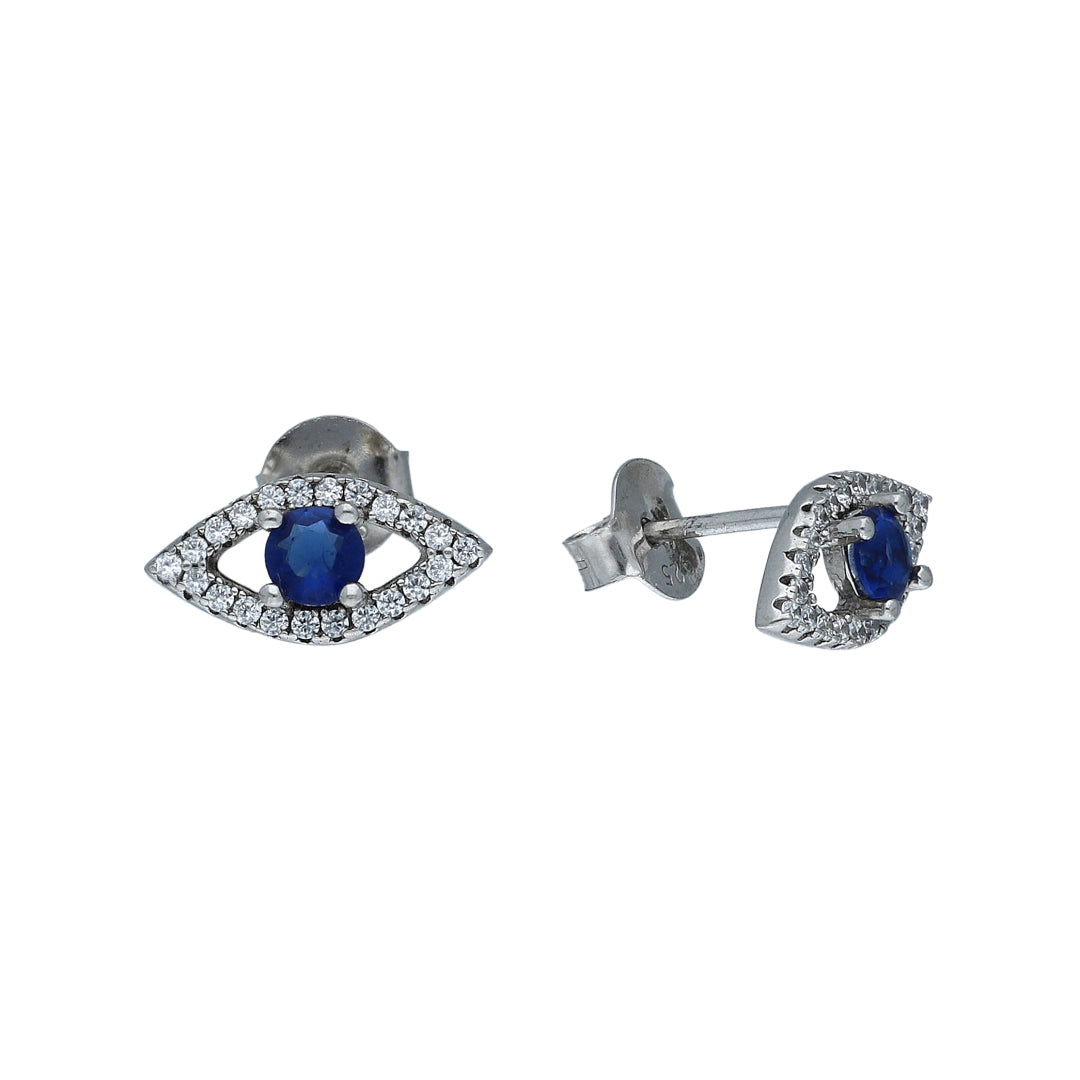 Sterling Silver 925 Marquise Blue Stud Earrings - FKJERNSL11114