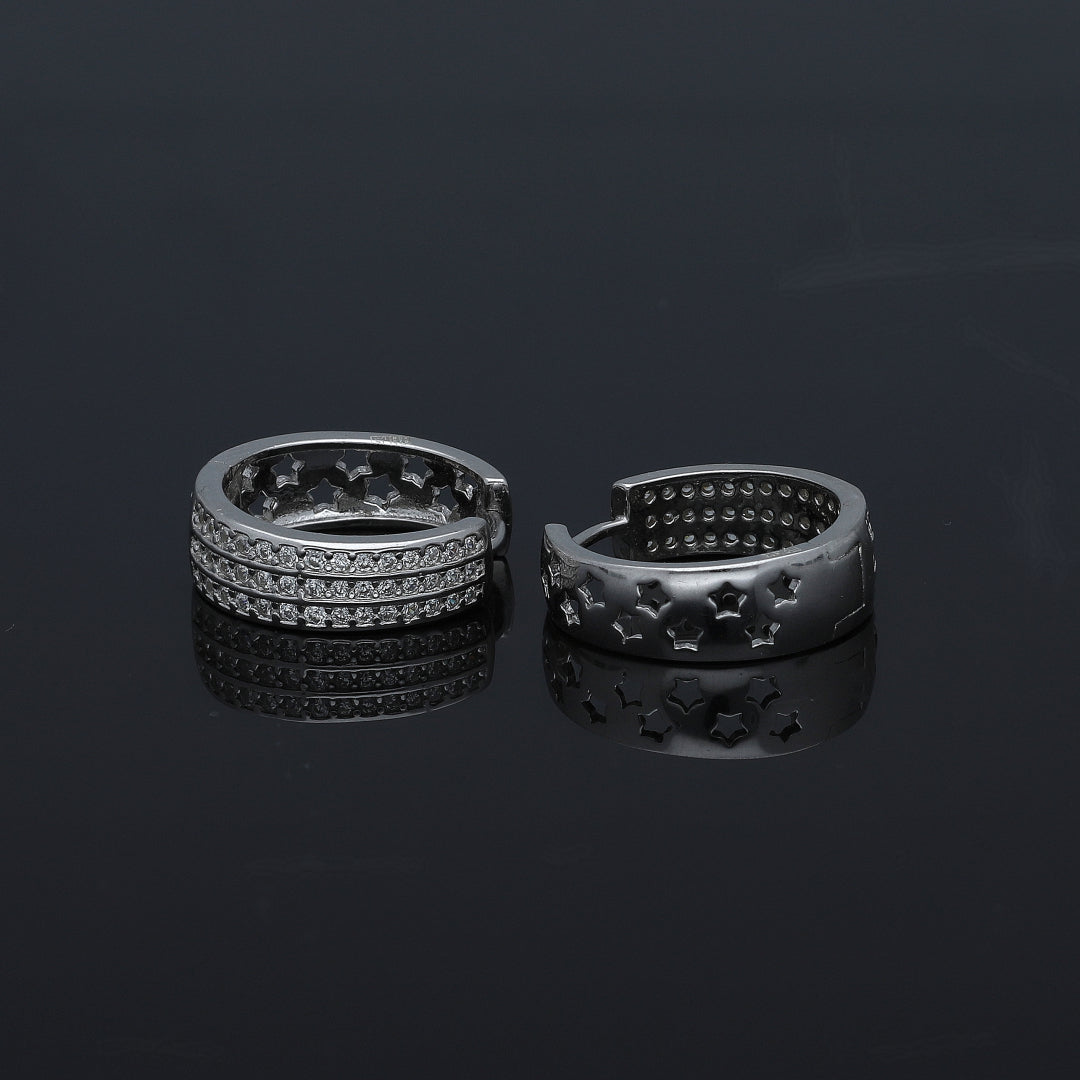 Sterling Silver 925 Everyday Hoops Earrings - FKJERNSL11116