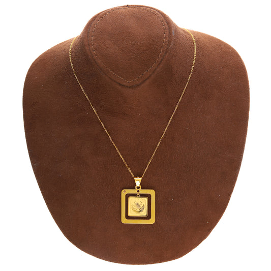 Gold Necklace (Chain with Square Shaped Turkish Lira Pendant) 21KT - FKJNKL21KM10147