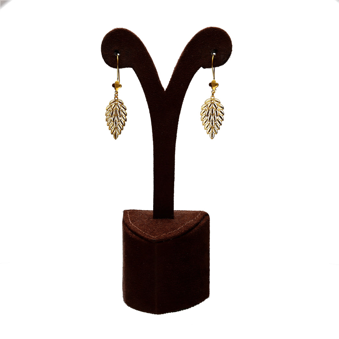 Gold Leaf Design Necklace Set (Necklace, Bracelet, Earrings and Ring) 21KT - FKJNKLST21KM10163