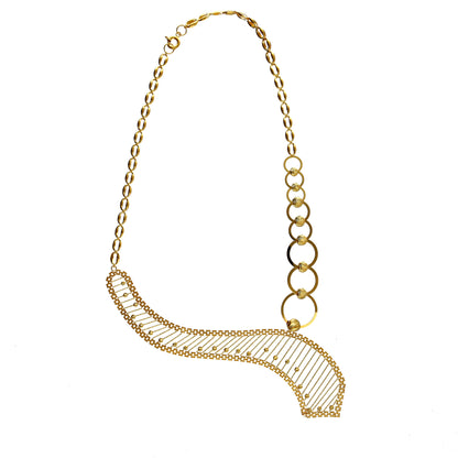 Gold Cascade Necklace Set (Necklace, Bracelet, Earrings and Ring) 21KT - FKJNKLST21KM10164