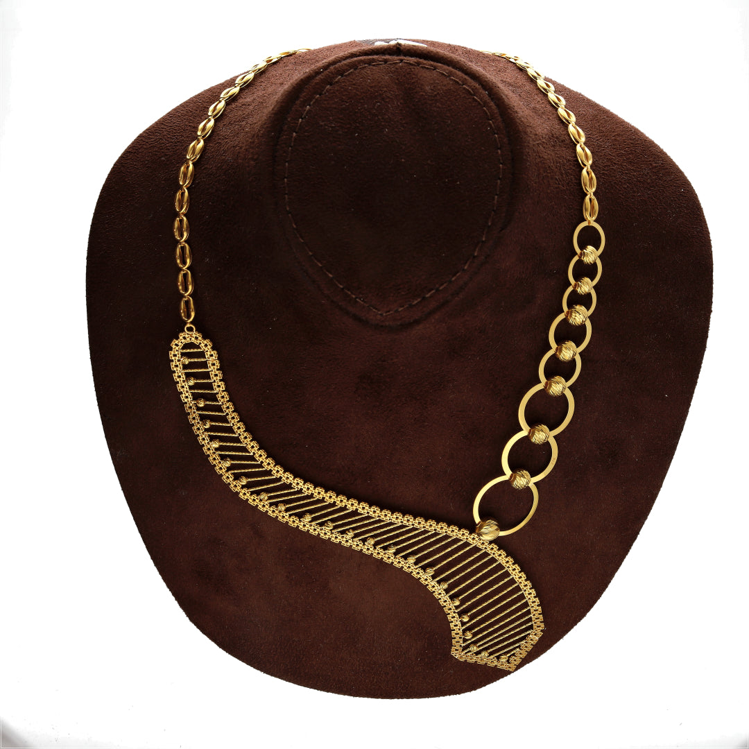 Gold Cascade Necklace Set (Necklace, Bracelet, Earrings and Ring) 21KT - FKJNKLST21KM10164