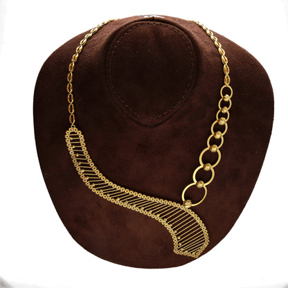 Gold Cascade Necklace Set (Necklace, Bracelet, Earrings and Ring) 21KT - FKJNKLST21KM10164