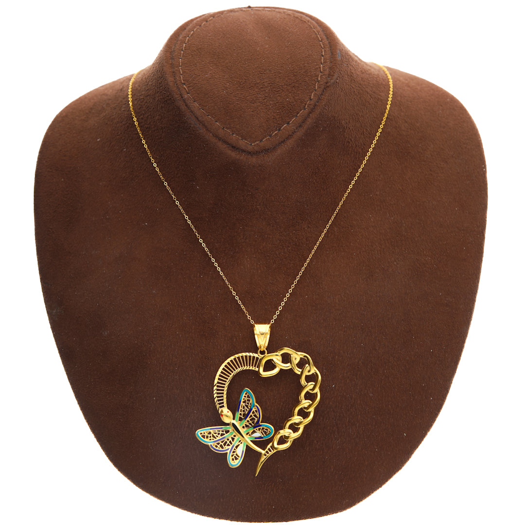 Gold Necklace (Chain with Vibrant Butterfly Pendant) 21KT - FKJNKL21KM10183