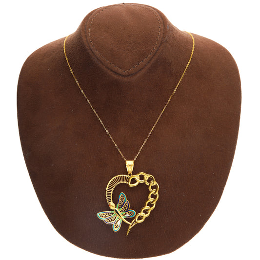 Gold Necklace (Chain with Vibrant Butterfly Pendant) 21KT - FKJNKL21KM10183