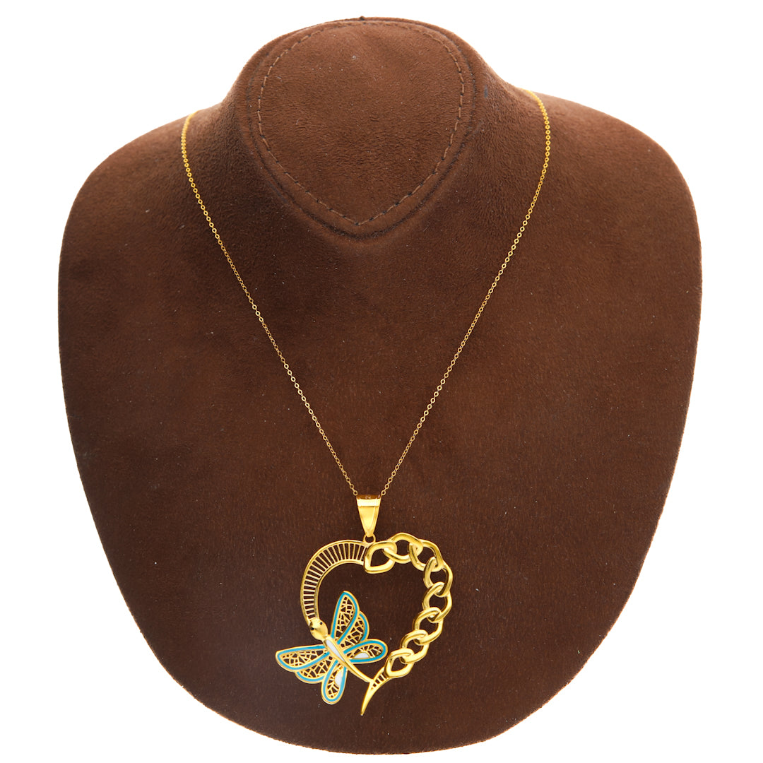 Gold Necklace (Chain with Vibrant Butterfly Pendant) 21KT - FKJNKL21KM10188