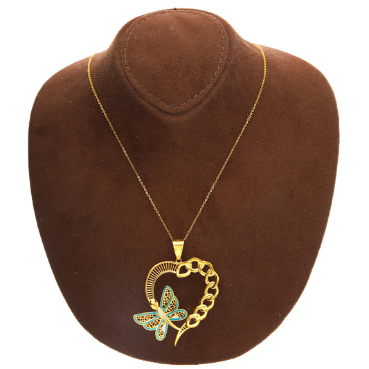 Gold Necklace (Chain with Vibrant Butterfly Pendant) 21KT - FKJNKL21KM10188