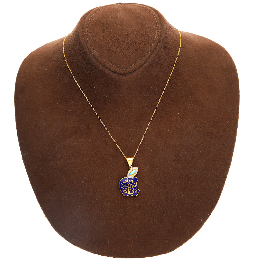 Gold Necklace (Chain with Violet Apple Shaped Pendant) 21KT - FKJNKL21KM10191