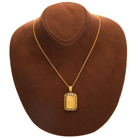 Gold Necklace (Chain with Rose Engraved Pendant) 21KT - FKJNKL21KM10198