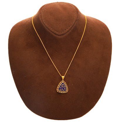 Gold Necklace (Chain with Deep Blue Triangle Pendant) 21KT - FKJNKL21KM10199