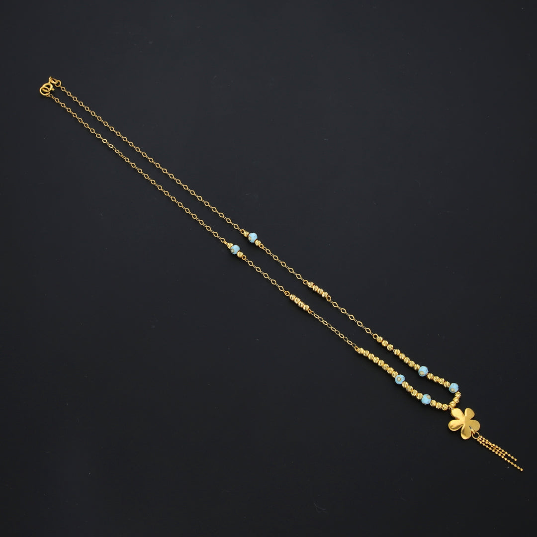Gold Flower Tassel Drop Necklace 21KT - FKJNKL21KM10328