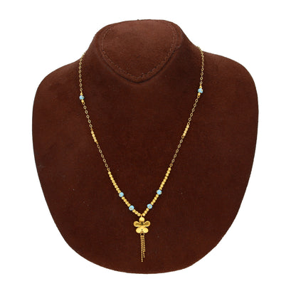 Gold Flower Tassel Drop Necklace 21KT - FKJNKL21KM10328