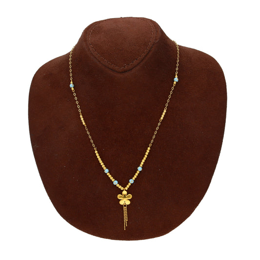 Gold Flower Tassel Drop Necklace 21KT - FKJNKL21KM10328