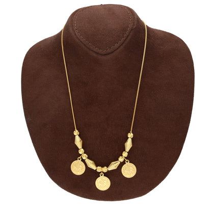 Gold Turkish Lira Coin Drop Necklace 21KT - FKJNKL21KM10329