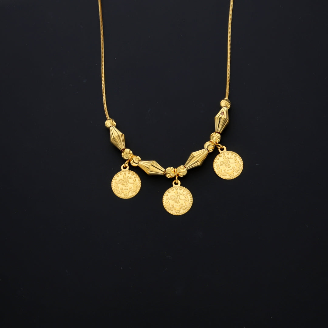 Gold Turkish Lira Coin Drop Necklace 21KT - FKJNKL21KM10329