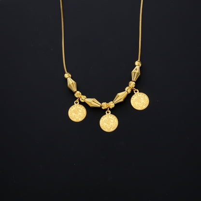 Gold Turkish Lira Coin Drop Necklace 21KT - FKJNKL21KM10329