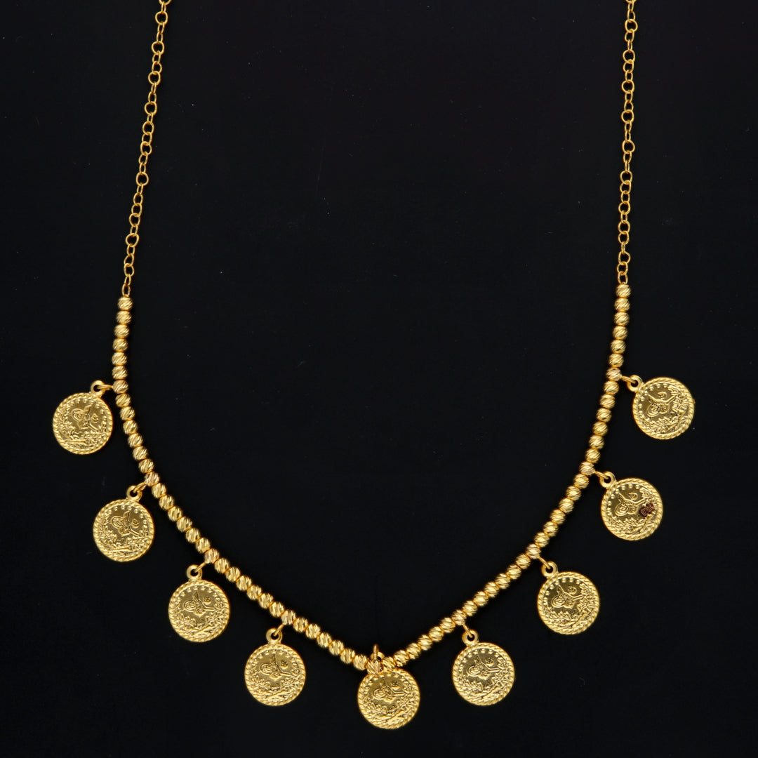 Gold Dangling Lira Coin Necklace 21KT - FKJNKL21KM10330