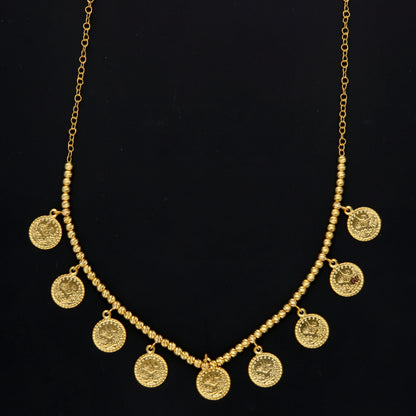 Gold Dangling Lira Coin Necklace 21KT - FKJNKL21KM10330