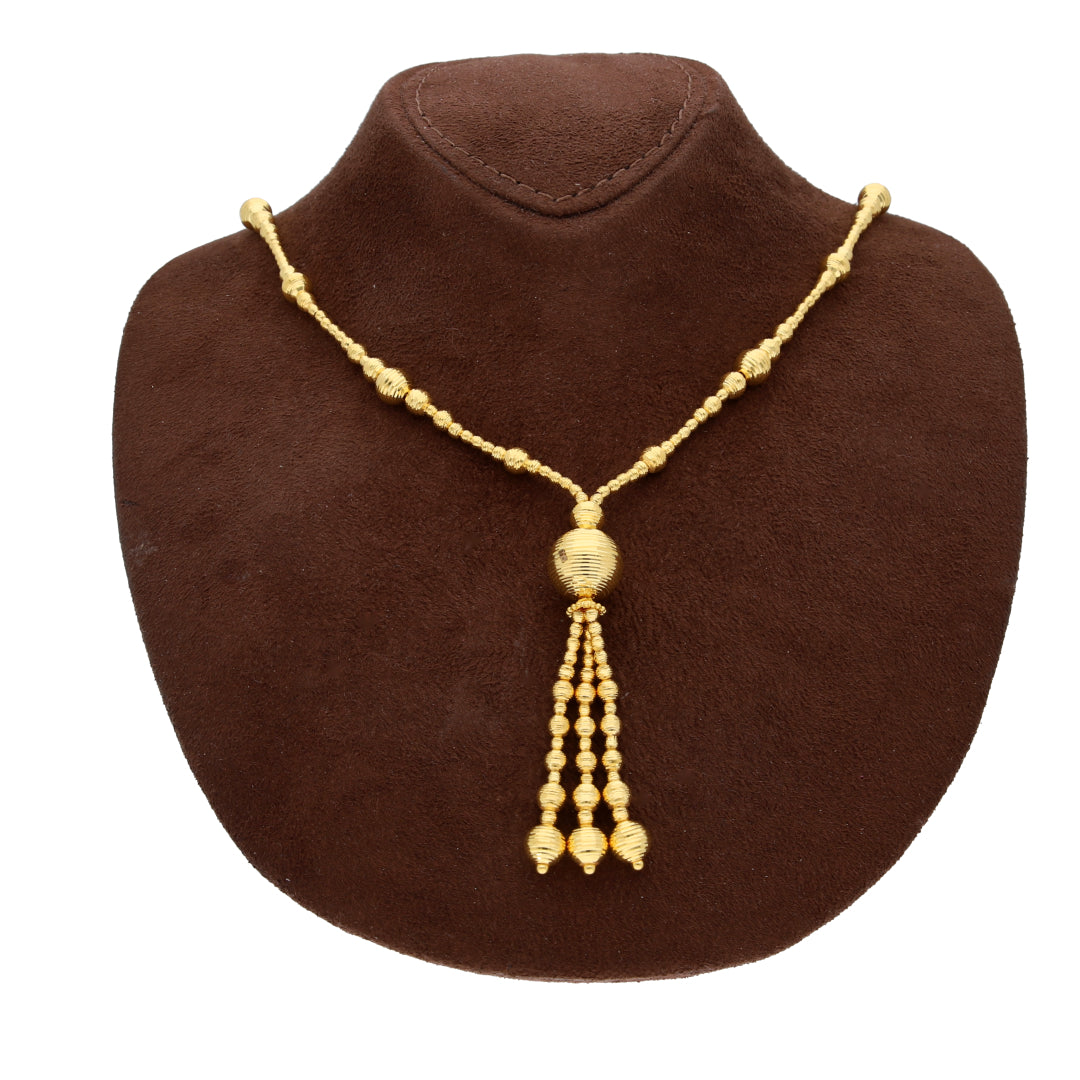 Gold Tassel Bead Drop Necklace 21KT - FKJNKL21KM10331