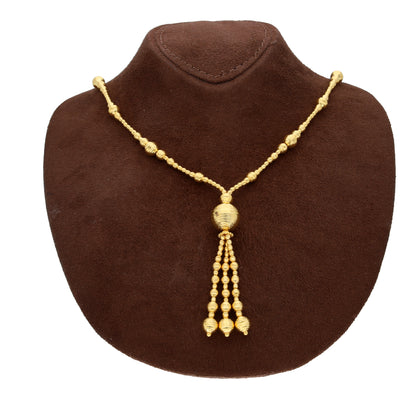 Gold Tassel Bead Drop Necklace 21KT - FKJNKL21KM10331