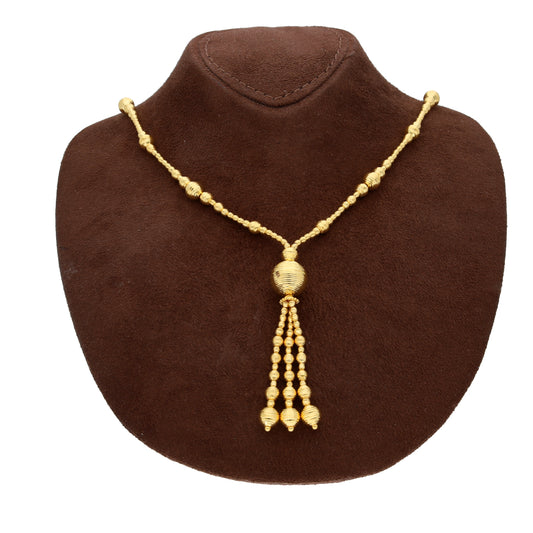 Gold Tassel Bead Drop Necklace 21KT - FKJNKL21KM10331