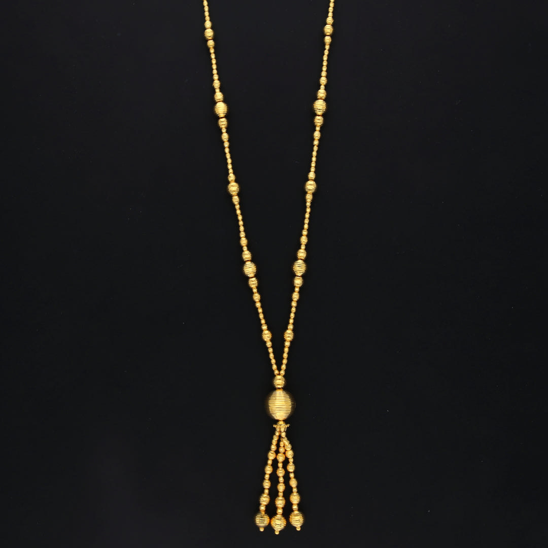 Gold Tassel Bead Drop Necklace 21KT - FKJNKL21KM10331
