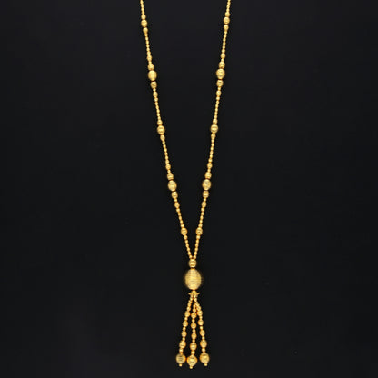Gold Tassel Bead Drop Necklace 21KT - FKJNKL21KM10331