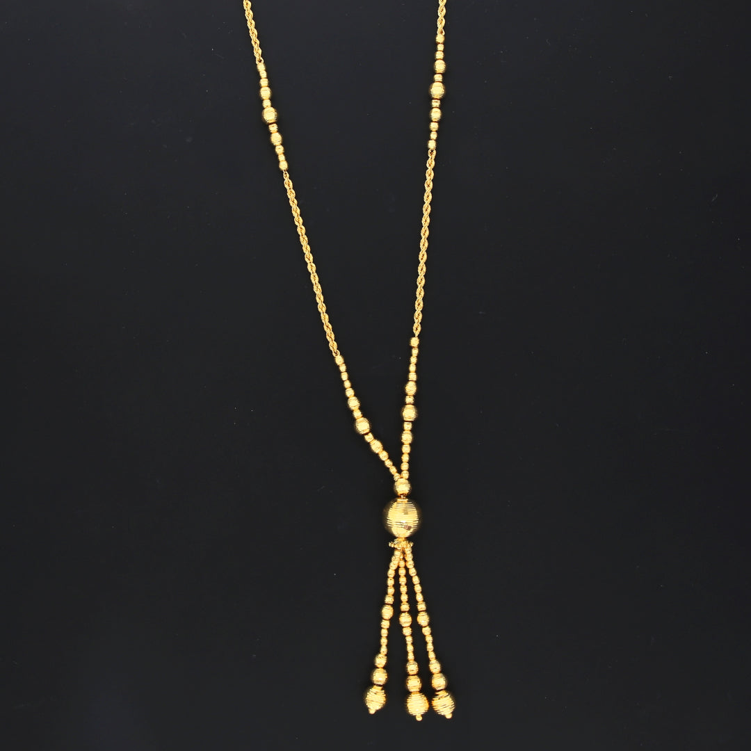 Gold Textured Bead Necklace 21KT - FKJNKL21KM10332