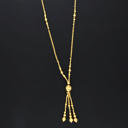 Gold Textured Bead Necklace 21KT - FKJNKL21KM10332