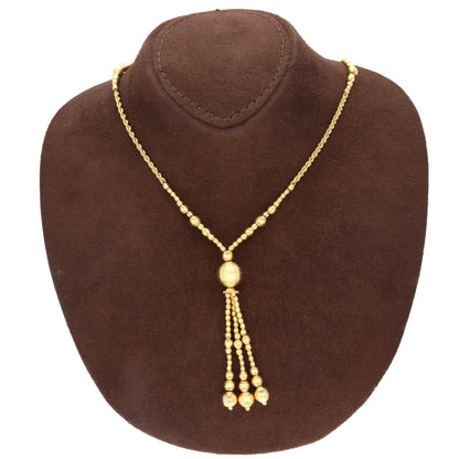 Gold Textured Bead Necklace 21KT - FKJNKL21KM10332