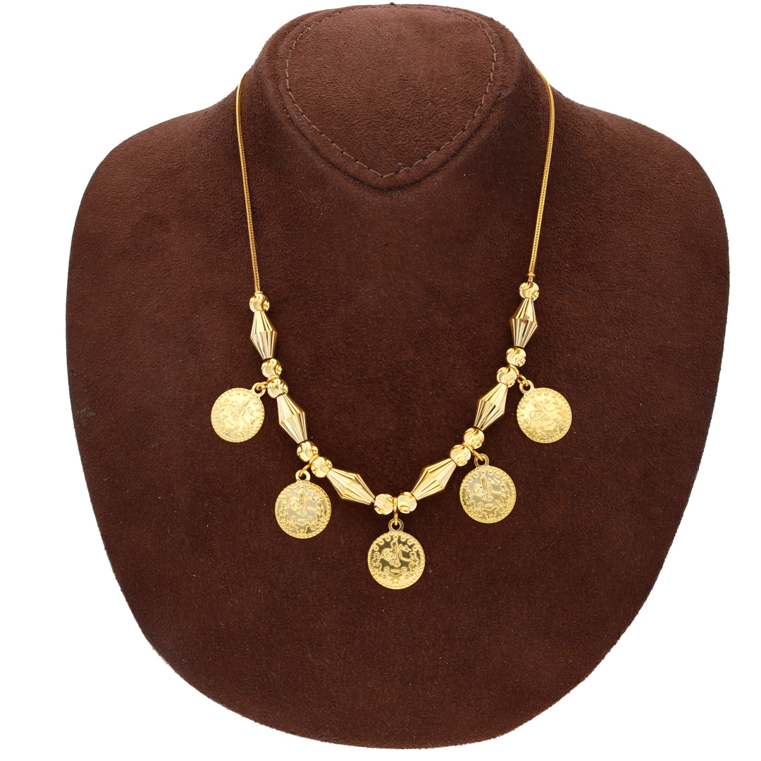 Gold Heritage Lira Drop Necklace 21KT - FKJNKL21KM10333
