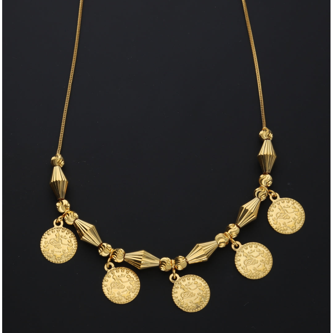 Gold Heritage Lira Drop Necklace 21KT - FKJNKL21KM10333