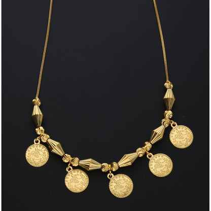 Gold Heritage Lira Drop Necklace 21KT - FKJNKL21KM10333