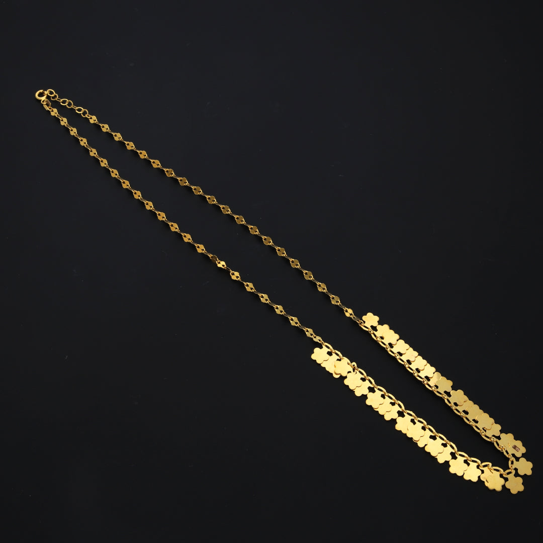 Gold Delicate Flower Charms Necklace 21KT - FKJNKL21KM10335